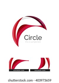 Logo del círculo. Formas giratorias transparentes que se superponen. Icono de negocios limpio y moderno. Ilustración vectorial.