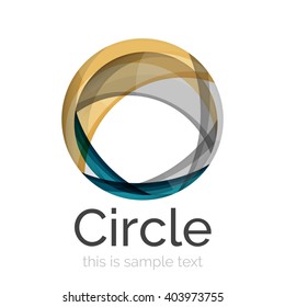 Circle logo. Transparent overlapping swirl shapes. Modern clean business icon. Vector illustration.