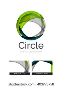 Circle logo. Transparent overlapping swirl shapes. Modern clean business icon. Vector illustration.