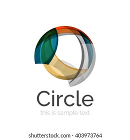 Circle logo. Transparent overlapping swirl shapes. Modern clean business icon. Vector illustration.