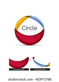 Logo del círculo. Formas giratorias transparentes que se superponen. Icono de negocios limpio y moderno. Ilustración vectorial.