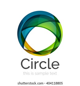 Circle logo. Transparent overlapping swirl shapes. Modern clean business icon. Vector illustration.