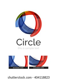 Circle logo. Transparent overlapping swirl shapes. Modern clean business icon. Vector illustration.