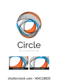 Circle logo. Transparent overlapping swirl shapes. Modern clean business icon. Vector illustration.