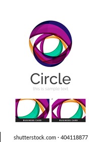 Circle logo. Transparent overlapping swirl shapes. Modern clean business icon. Vector illustration.
