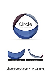 Circle logo. Transparent overlapping swirl shapes. Modern clean business icon. Vector illustration.