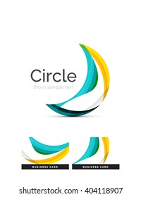 Circle logo. Transparent overlapping swirl shapes. Modern clean business icon. Vector illustration.