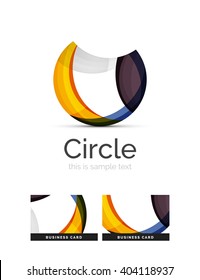 Circle logo. Transparent overlapping swirl shapes. Modern clean business icon. Vector illustration.