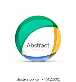 Circle logo. Transparent overlapping swirl shapes. Modern clean business icon. Vector illustration.