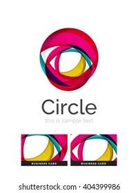 Circle logo. Transparent overlapping swirl shapes. Modern clean business icon. Vector illustration.