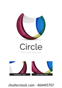 Circle logo. Transparent overlapping swirl shapes. Modern clean business icon. Vector illustration.