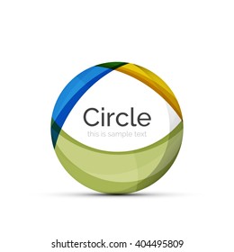Logo del círculo. Formas giratorias transparentes que se superponen. Icono de negocios limpio y moderno. Ilustración vectorial.