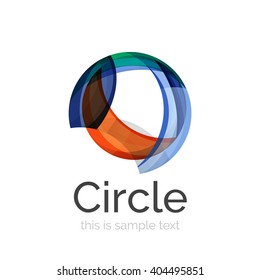 Circle logo. Transparent overlapping swirl shapes. Modern clean business icon. Vector illustration.