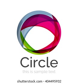 Circle logo. Transparent overlapping swirl shapes. Modern clean business icon. Vector illustration.