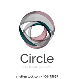 Logo del círculo. Formas giratorias transparentes que se superponen. Icono de negocios limpio y moderno. Ilustración vectorial.