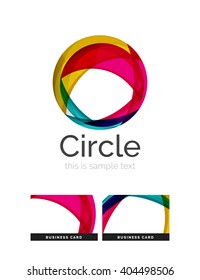 Circle logo. Transparent overlapping swirl shapes. Modern clean business icon. Vector illustration.
