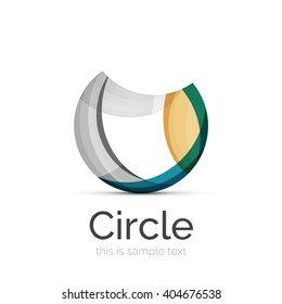 Circle logo. Transparent overlapping swirl shapes. Modern clean business icon. Vector illustration.