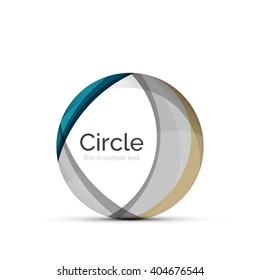 Logo del círculo. Formas giratorias transparentes que se superponen. Icono de negocios limpio y moderno. Ilustración vectorial.