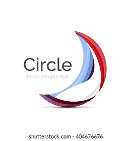 Circle logo. Transparent overlapping swirl shapes. Modern clean business icon. Vector illustration.