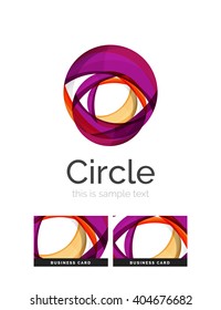 Circle logo. Transparent overlapping swirl shapes. Modern clean business icon. Vector illustration.