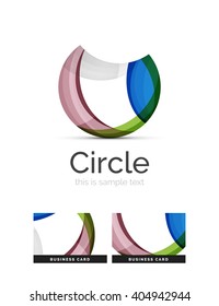 Circle logo. Transparent overlapping swirl shapes. Modern clean business icon. Vector illustration.