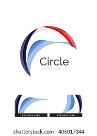 Circle logo. Transparent overlapping swirl shapes. Modern clean business icon. Vector illustration.