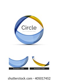 Logo del círculo. Formas giratorias transparentes que se superponen. Icono de negocios limpio y moderno. Ilustración vectorial.