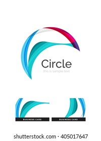 Circle logo. Transparent overlapping swirl shapes. Modern clean business icon. Vector illustration.