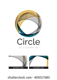 Circle logo. Transparent overlapping swirl shapes. Modern clean business icon. Vector illustration.
