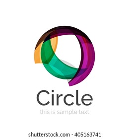 Circle logo. Transparent overlapping swirl shapes. Modern clean business icon. Vector illustration.
