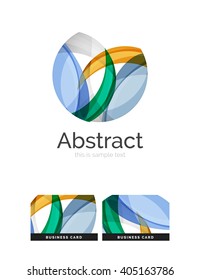 Circle logo. Transparent overlapping swirl shapes. Modern clean business icon. Vector illustration.