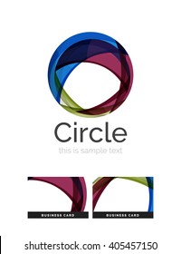 Circle Logo. Transparente, sich überlappende, wirbelnde Formen. Modernes, sauberes Business Icon. Vektorgrafik.