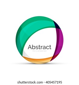 Logo del círculo. Formas giratorias transparentes que se superponen. Icono de negocios limpio y moderno. Ilustración vectorial.