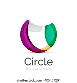 Circle logo. Transparent overlapping swirl shapes. Modern clean business icon. Vector illustration.