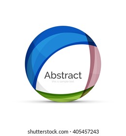 Circle logo. Transparent overlapping swirl shapes. Modern clean business icon. Vector illustration.