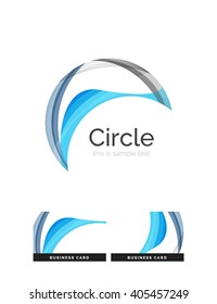 Circle logo. Transparent overlapping swirl shapes. Modern clean business icon. Vector illustration.