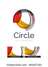 Circle logo. Transparent overlapping swirl shapes. Modern clean business icon. Vector illustration.