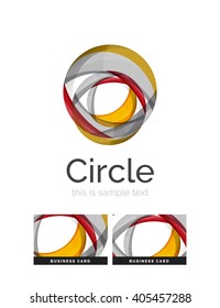 Circle logo. Transparent overlapping swirl shapes. Modern clean business icon. Vector illustration.