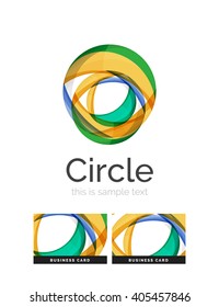 Logo del círculo. Formas giratorias transparentes que se superponen. Icono de negocios limpio y moderno. Ilustración vectorial.