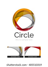 Logo del círculo. Formas giratorias transparentes que se superponen. Icono de negocios limpio y moderno. Ilustración vectorial.