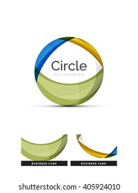 Logo del círculo. Formas giratorias transparentes que se superponen. Icono de negocios limpio y moderno. Ilustración vectorial.