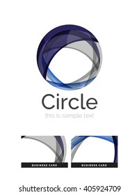 Logo del círculo. Formas giratorias transparentes que se superponen. Icono de negocios limpio y moderno. Ilustración vectorial.