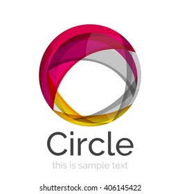 Circle logo. Transparent overlapping swirl shapes. Modern clean business icon. Vector illustration.