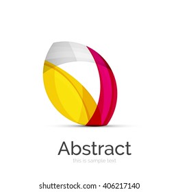 Logo del círculo. Formas giratorias transparentes que se superponen. Icono de negocios limpio y moderno. Ilustración vectorial.