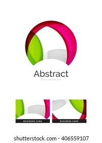 Circle logo. Transparent overlapping swirl shapes. Modern clean business icon