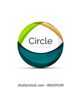 Circle logo. Transparent overlapping swirl shapes. Modern clean business icon