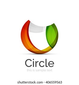 Logo del círculo. Formas giratorias transparentes que se superponen. Icono moderno de negocios limpios