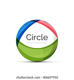 Logo del círculo. Formas giratorias transparentes que se superponen. Icono de negocios limpio y moderno. Ilustración vectorial.