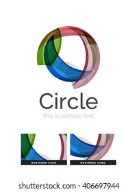 Circle logo. Transparent overlapping swirl shapes. Modern clean business icon. Vector illustration.