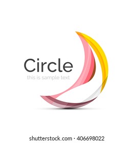 Circle logo. Transparent overlapping swirl shapes. Modern clean business icon. Vector illustration.